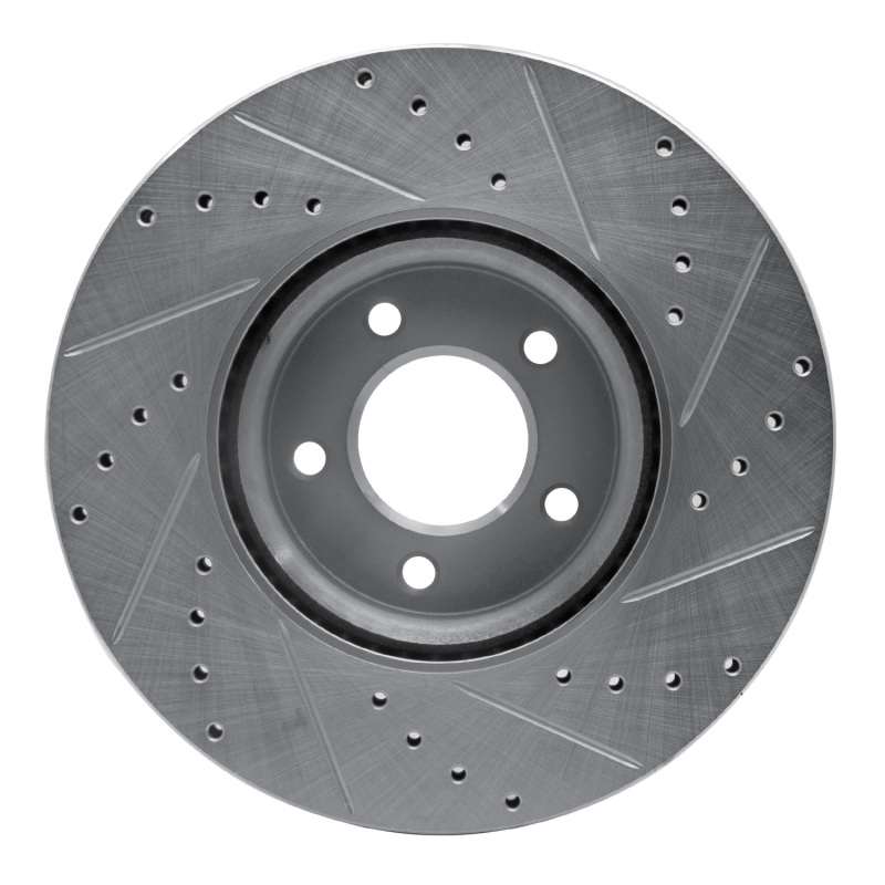 Mazda 3 Brake Rotor (1) - Front Left - R1 Concepts - Drilled & Slotted - Silver - `07-`13